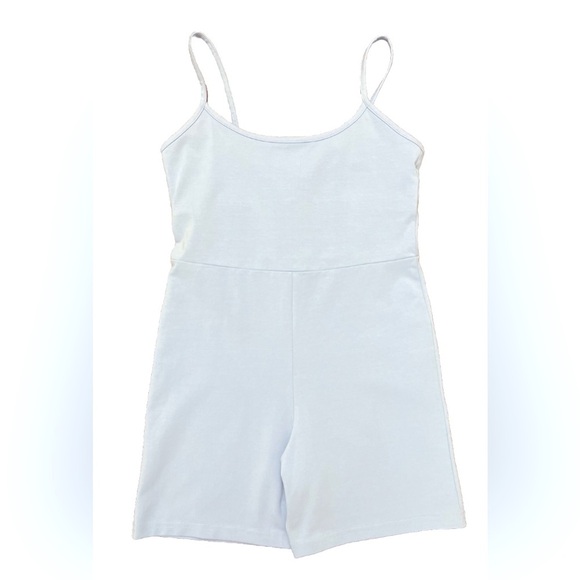 Madewell Biker Unitard Size Large Dusty Blue Activewear Athleisure Beach Summer - Picture 1 of 15